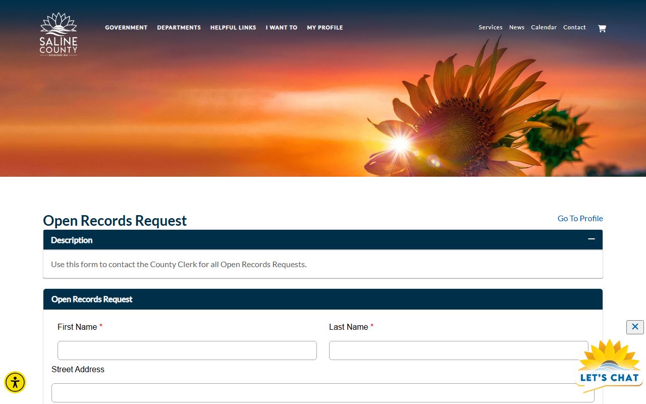 Saline County jail records open records request form
